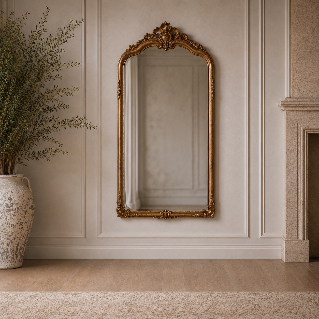 Miroir mural doré style ancien